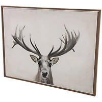 Brown Canvas Deer Gazing Framed Wall Art with Wood Frame