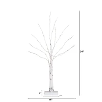 2ft. Pre-Lit White Birch Artificial Christmas Tree, Warm White LED Lights
