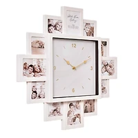 American Art Decor Picture Frame Collage Clock 12 Photo Display Slots White, 20" x 20"