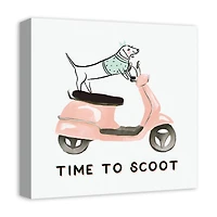 Dog Scooter Pink Mint 6 Canvas Wall Art