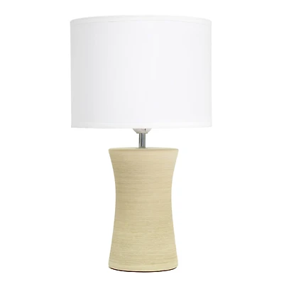 Simple Designs White Shade Ceramic Hourglass Table Lamp