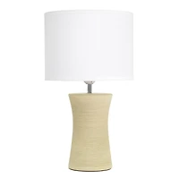 Simple Designs White Shade Ceramic Hourglass Table Lamp