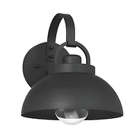 Hello Honey® Easton Matte Black Modern Farmhouse Metal Shade & Exposed Bulb Wall Mounted Outdoor Light