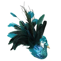 10" Turquoise Blue & Green Peacock Clip-On Ornament