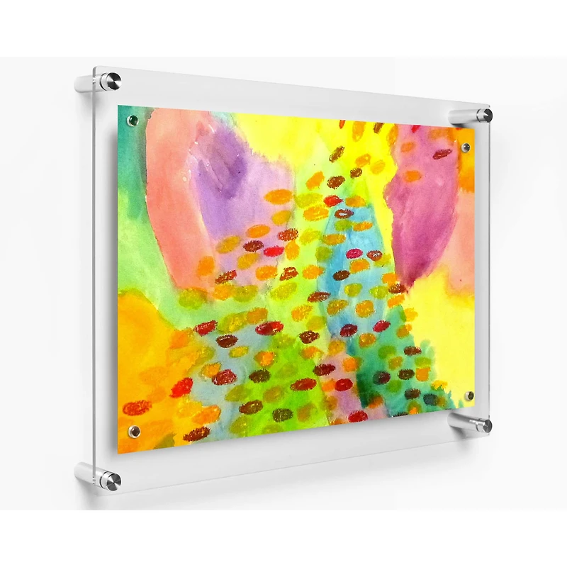Wexel Art Single Panel Clear Acrylic Floating Wall Frame & Magnets with Silver Hardware