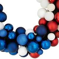 22" Red, white & Blue Glittered Patriotic Ornament Wreath