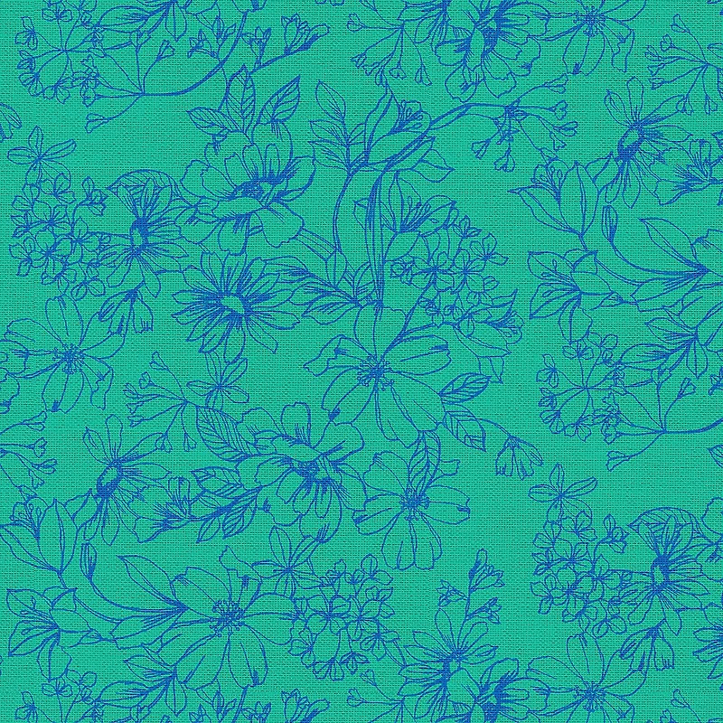 Fabric Editions Turquoise Floral Cotton Fabric