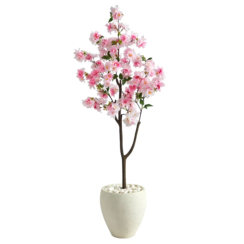 4.5ft. Cherry Blossom Artificial Tree in White Planter
