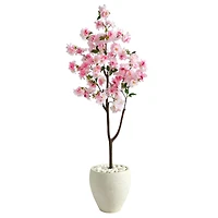 4.5ft. Cherry Blossom Artificial Tree in White Planter