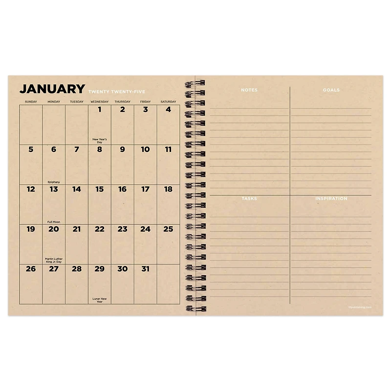 TF Publishing 2025 Medium Element Layers Weekly Monthly Spiral Planner
