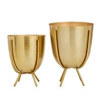 Gold Contemporary Planter, Set of 2" 6", 7"