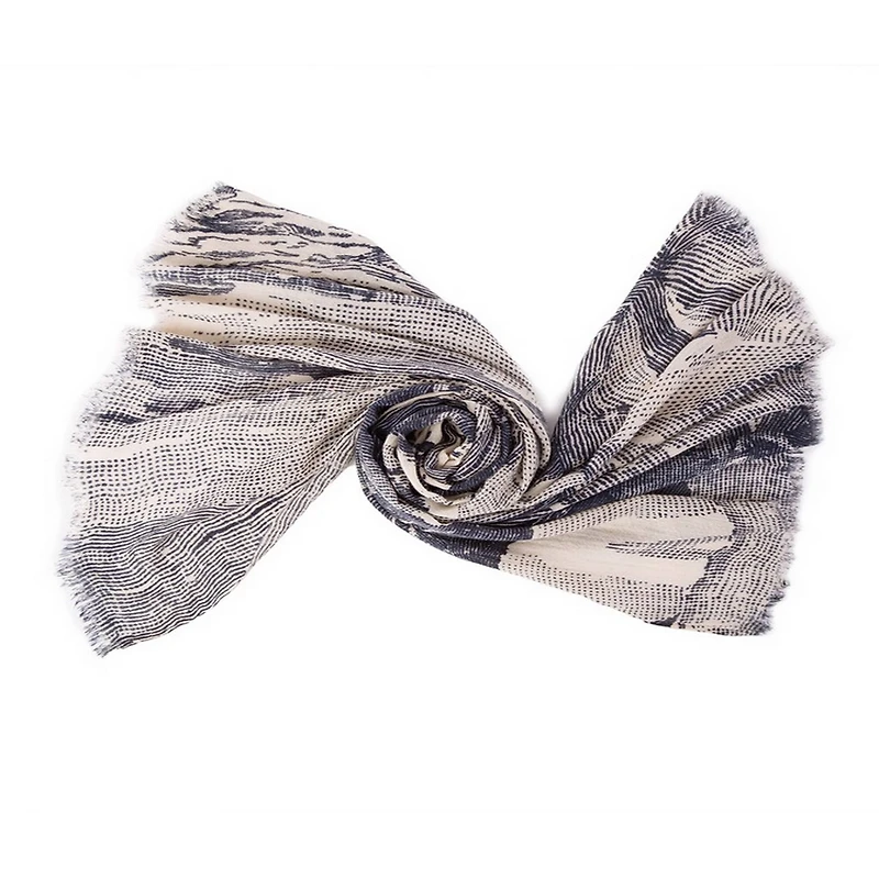 Glitzhome® 77" Navy & Beige Shabby Chic Scarf