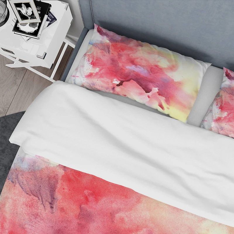 Designart 'Abstract Composition of Pink and Purple' Mid-Century Modern Bedding Set