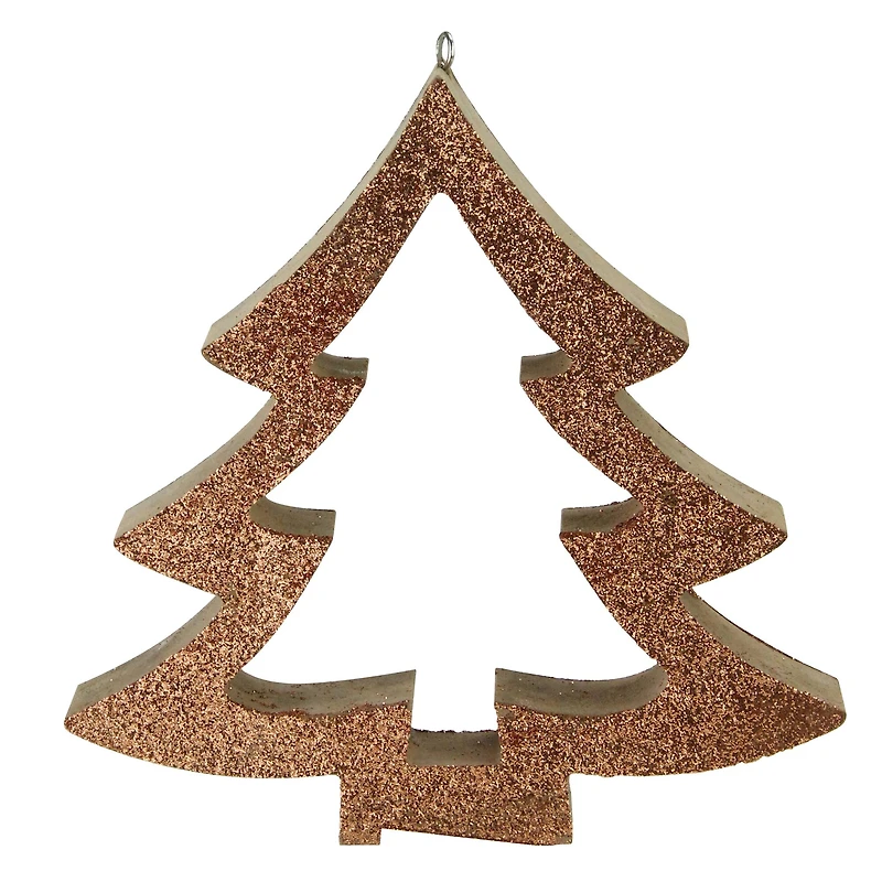 7" Brown Glittered Cutout Christmas Tree Ornament