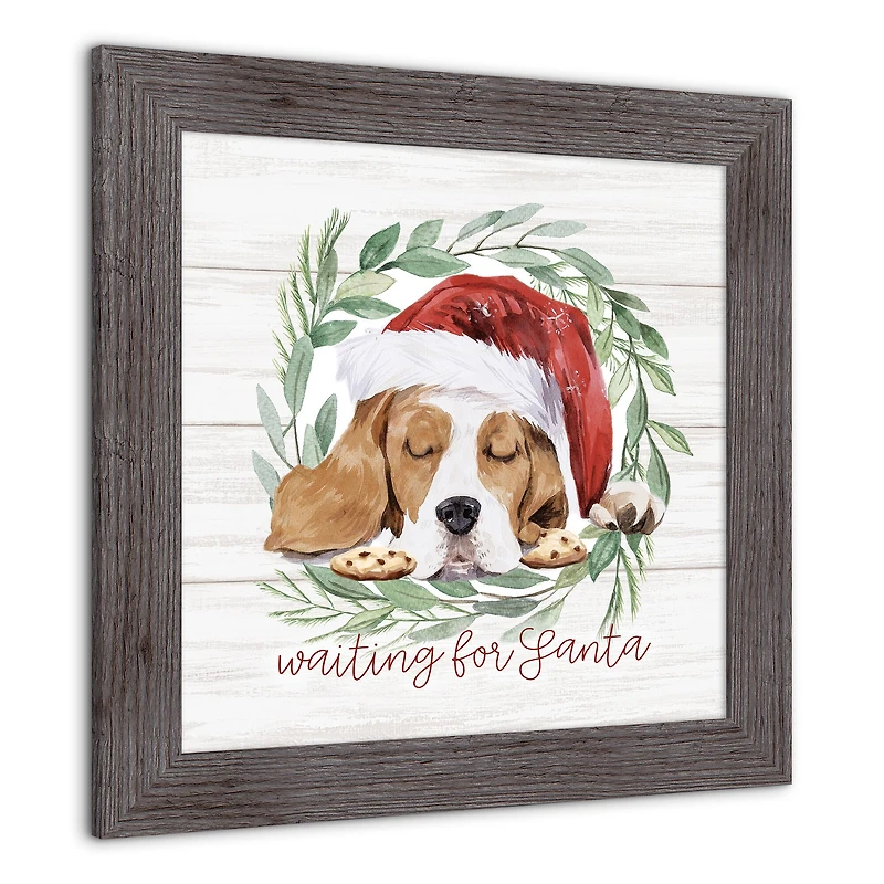 Designs Direct 16" x 16" Santa Dog Western Gray Framed Print