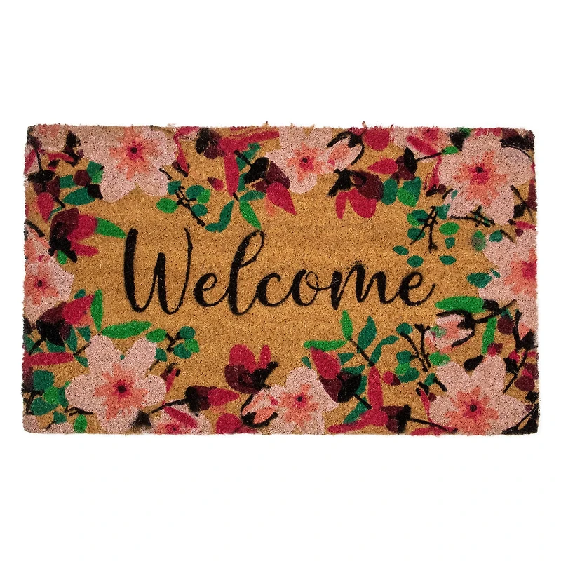 Natural Coir Blossoming Floral Welcome Doormat