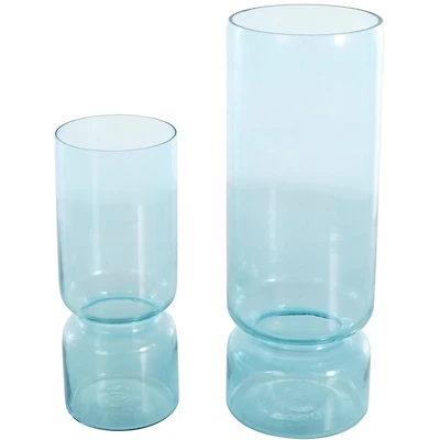 Blue Modern Round Glass Vase Set