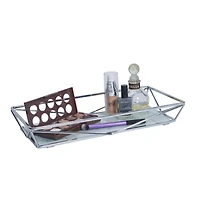 Home Details 15.7" Chrome Marble Agate Geometric Vanity Tray