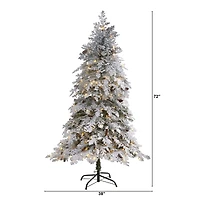 6ft. Pre-Lit Flocked Montana Down Swept Spruce Artificial Christmas Tree with Clear LED Lights