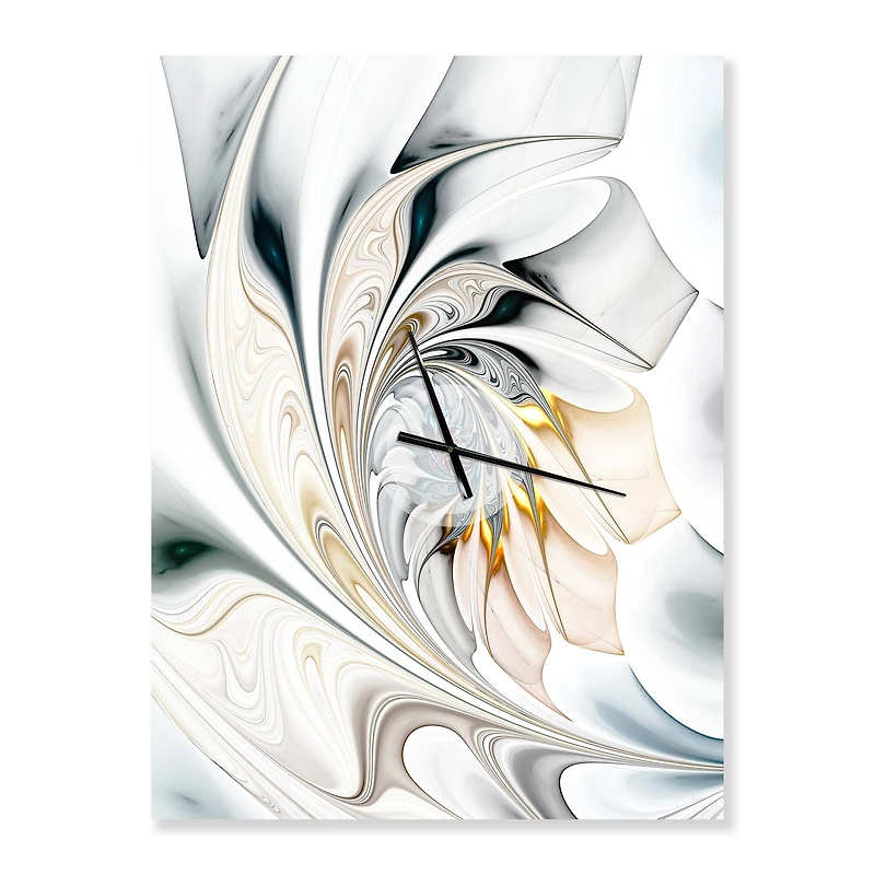 Designart White Stained Glass Floral Art Modern Wall Clock