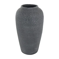 15" Black Ceramic Whitewashed Textured Vase