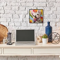 Stupell Industries Rainbow French Bulldog Unicorn Wall Art in Black Frame