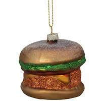 Juicy Golden Cheeseburger Glass Christmas Ornament