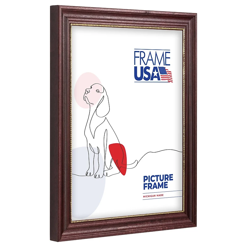 Frame USA Boardroom Cherry with Gold Bead Single Image Picture Frame