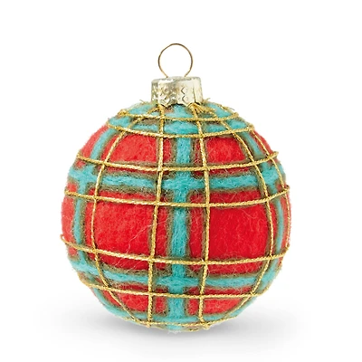 Christmas Peppermint Plaid Ball Ornament Felting Kit by Loops & Threads®