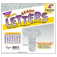 Trend Enterprises® 4" Silver Sparkle Casual Uppercase Ready Letters®, 3 Packs of 71