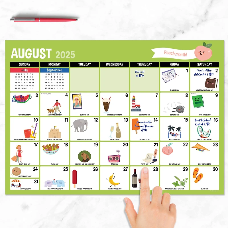 July 2025 - June 2026 Medium Every Day's A Holiday Desk Pad Monthly Blotter Calendar