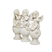 29" White Stone French Country Angel Garden Sculpture Set