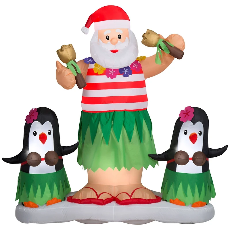 6ft. Airblown® Animated Inflatable Hula Santa & Penguins