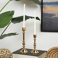 Gold Aluminum Metal Candle Holder Set