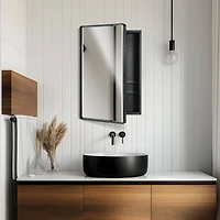 Head West Black Metal Medicine Cabinet with Beveled Mirror