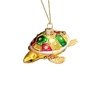 Wizardi 8.27" x 11.81" Turtle Christmas Glass Ornament