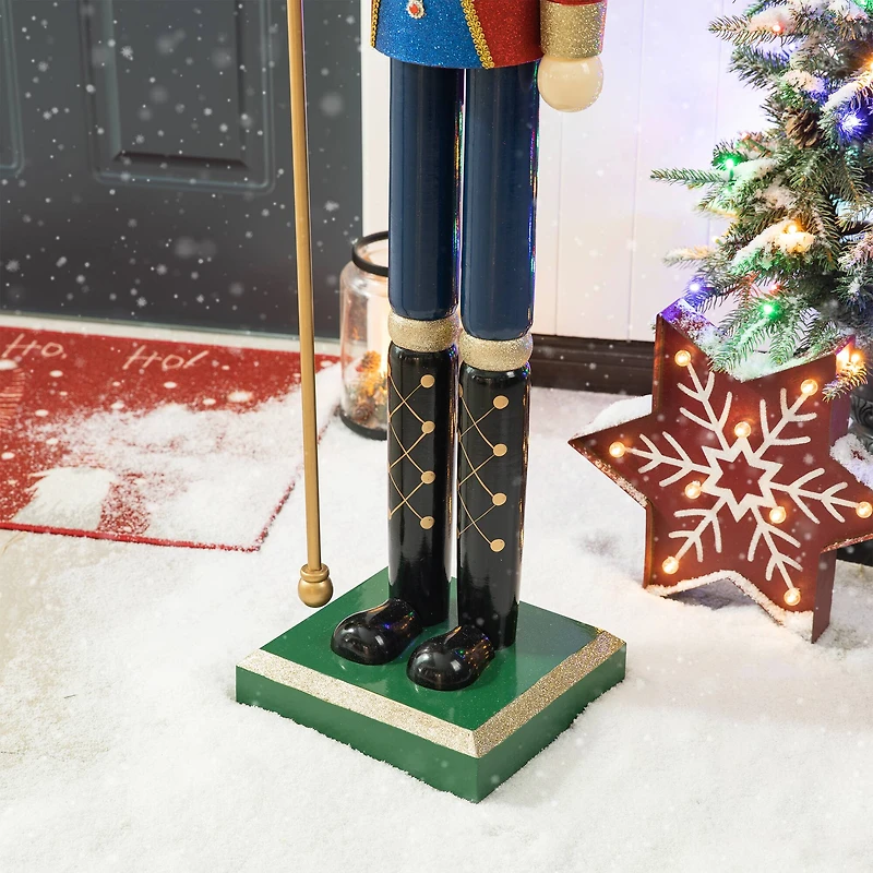 Glitzhome® 54" Wooden Christmas Glitter King Nutcracker