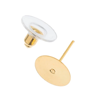 John Bead Must Have Findings 10mm Flat Earring Studs with Barrel Clutches