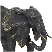 10" Bronze Polystone Elephant Sculpture with Gold Detailing