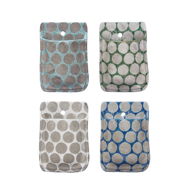 Hello Honey® 8'' Terra-Cotta Wall Planter with Wax Relief Dots Set, 4ct.