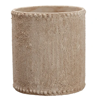 8" Beige Textured Cement Container