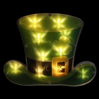 12.5" St. Patrick's Day Leprechaun Hat LED Lighted Window Silhouette