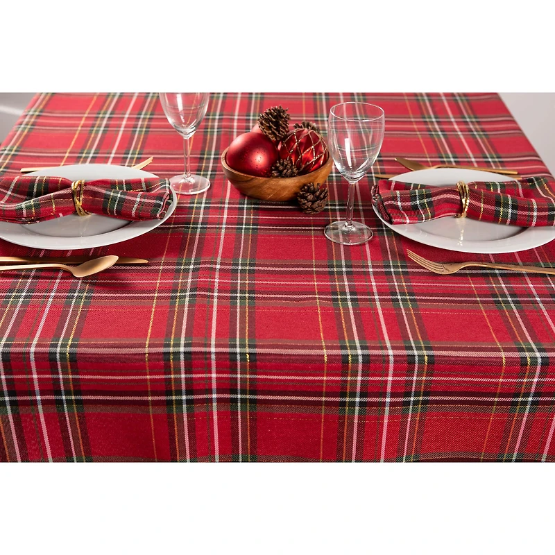 DII® 120" Holiday Metallic Plaid Tablecloth