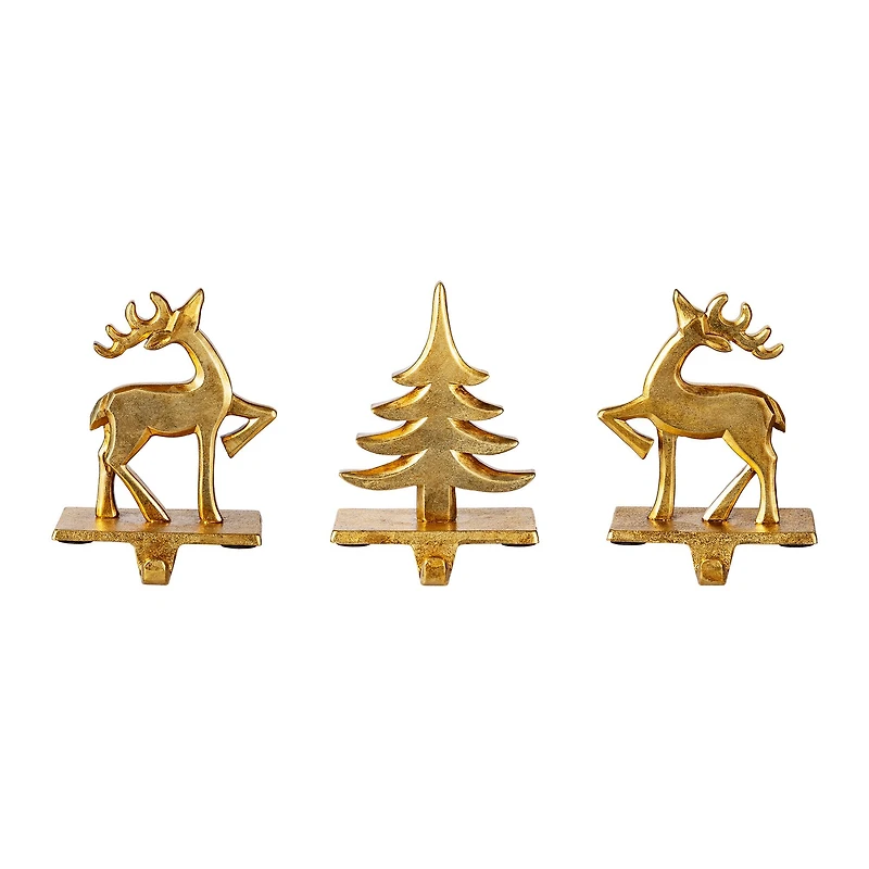 Glitzhome® Christmas Resin Tree and Reindeer Stocking Holder Set