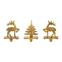 Glitzhome® Christmas Resin Tree and Reindeer Stocking Holder Set
