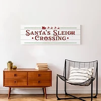 Santas Sleigh Crossing Wood 36x12 Canvas Wall Art