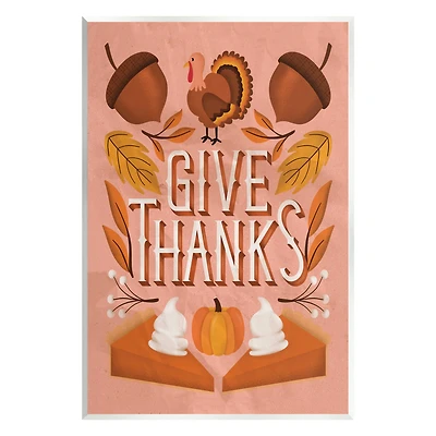 Stupell Industries Give Thanks Botanical Pumpkin Desserts Wall Plaque Art