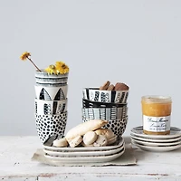 Hello Honey® 5'' Black & White Round Stoneware Bowl, 4ct.