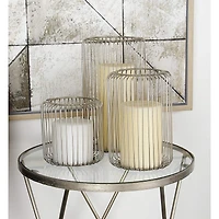 Silver Metal Modern Lantern Set
