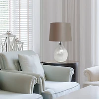 Simple Designs Light Pearl Table Lamp with Fabric Shade